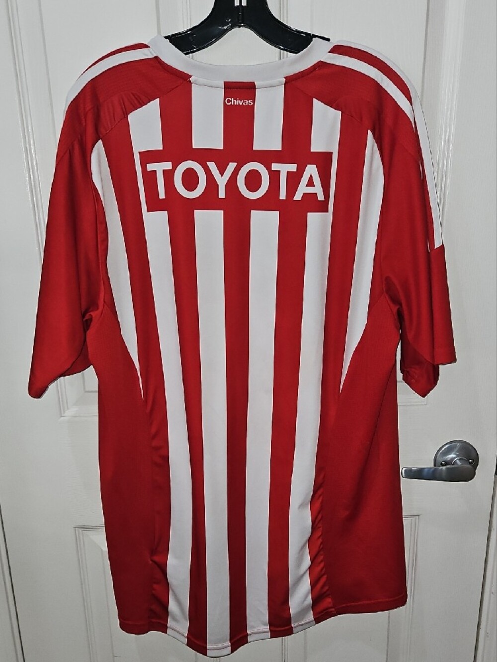 Adidas Chivas Red and White Striped Soccer Jersey Size XL - Picture 6 of 15